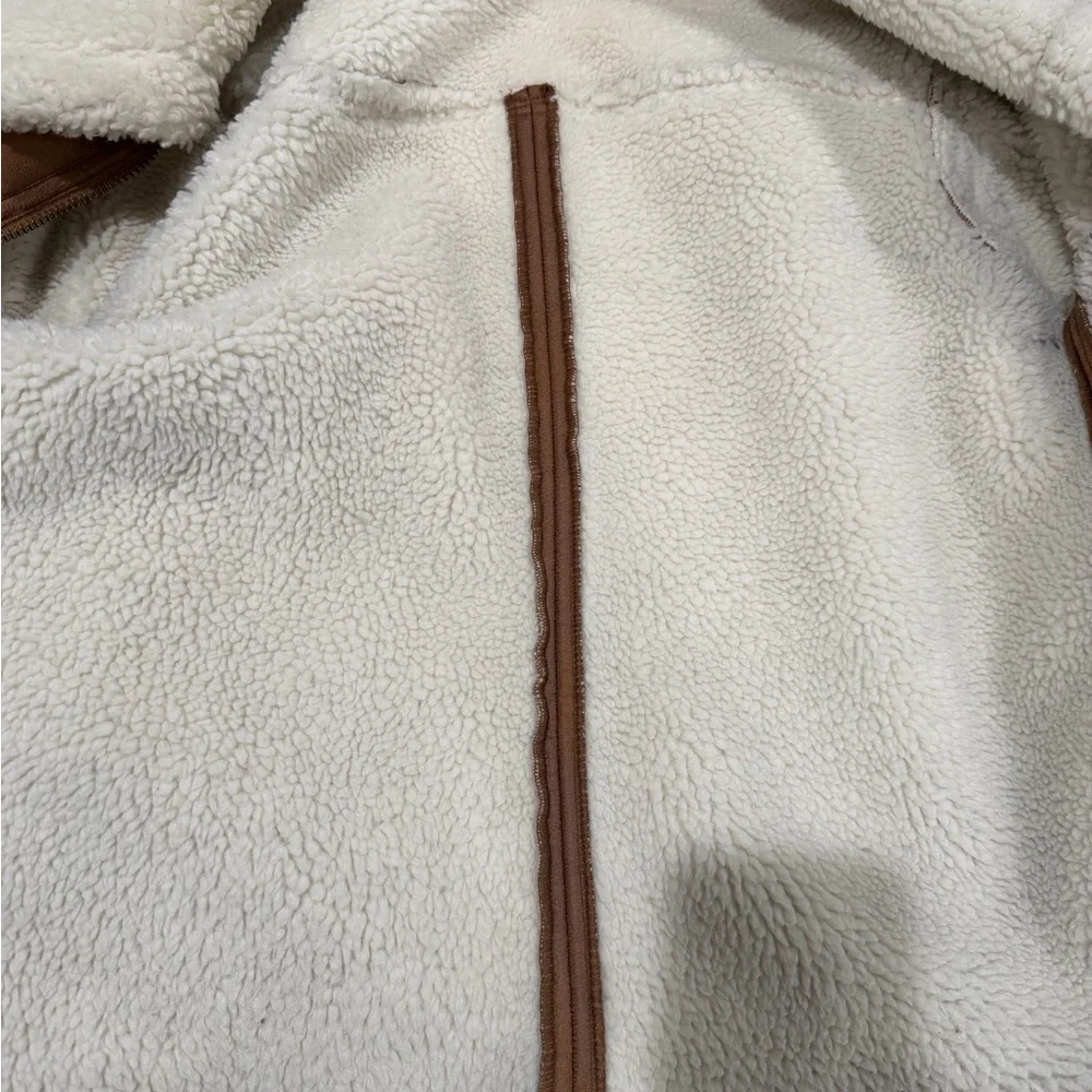 Boden Brown Shearling Collar Bomber Jacket - Picture 7 of 8